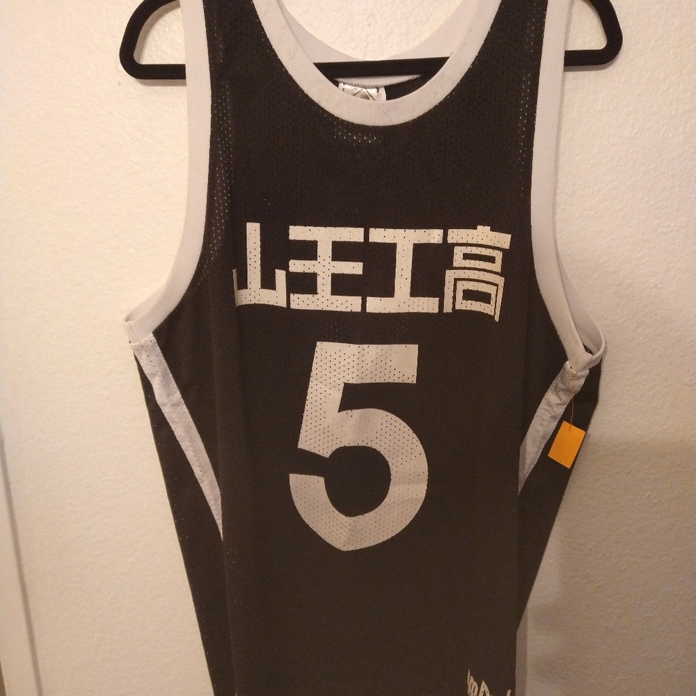 Slam dunk anime league basketball jersey in black sz lrg #5 masahiro nobe